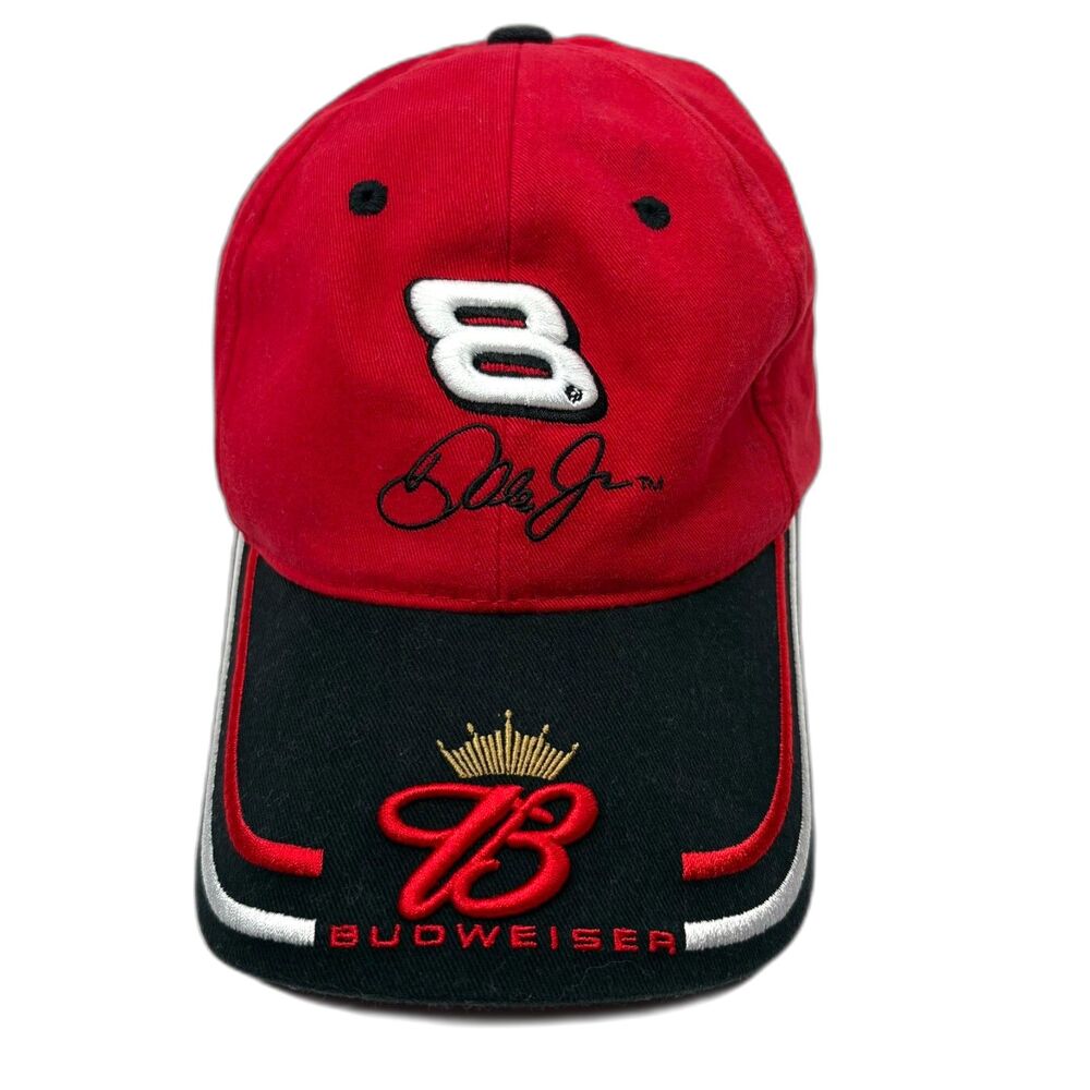 VTG Dale Earnhardt Jr #8 Budweiser NASCAR Hat Red Black Winners Circle Cap OSFM